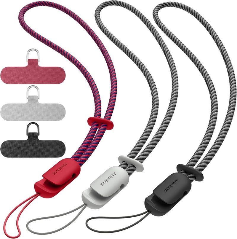 SURPHY 3 Pack Phone Wrist Strap with CellPhone Tether Tab, Cellphone Lanyard, Phone Strap with 2-Color Braided, Wrist Lanyard - Image 1